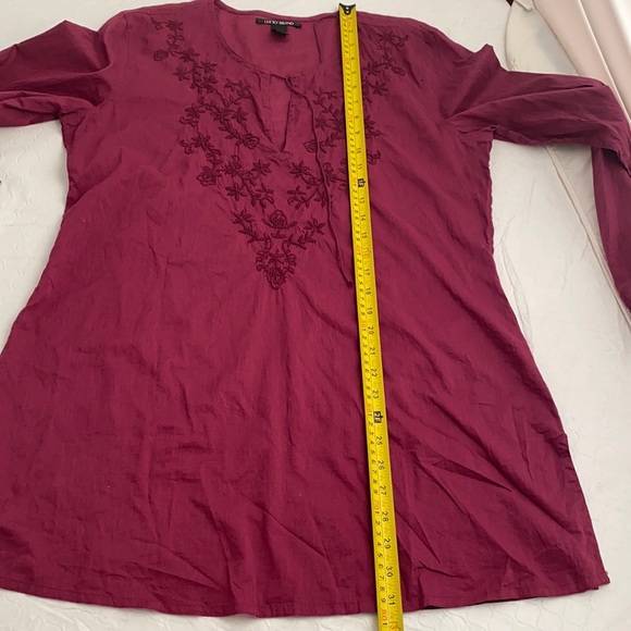 Lucky Brand raspberry keyhole cotton boho tunic L - Picture 9 of 12